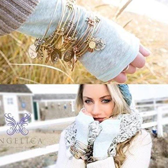 Angelica Collection Bridesmaid White Brass Bangle Bracelets (Set of 5) - Picture 4 of 5